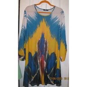 Yellow Blue Tunic by Lily (Zulily) 3X (3XL)